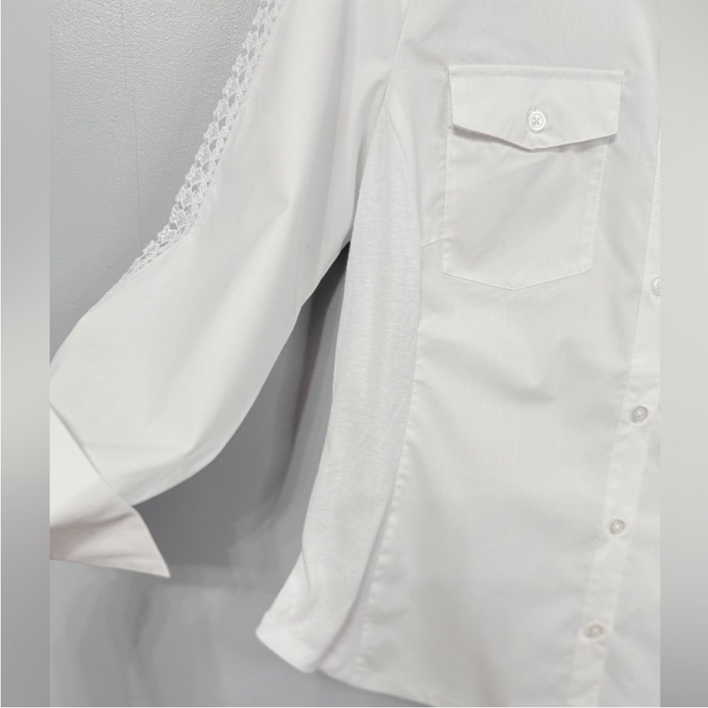 Zac & Rachel White Lace Eyelet Sleeve Blouse Top Size S - Picture 4 of 6